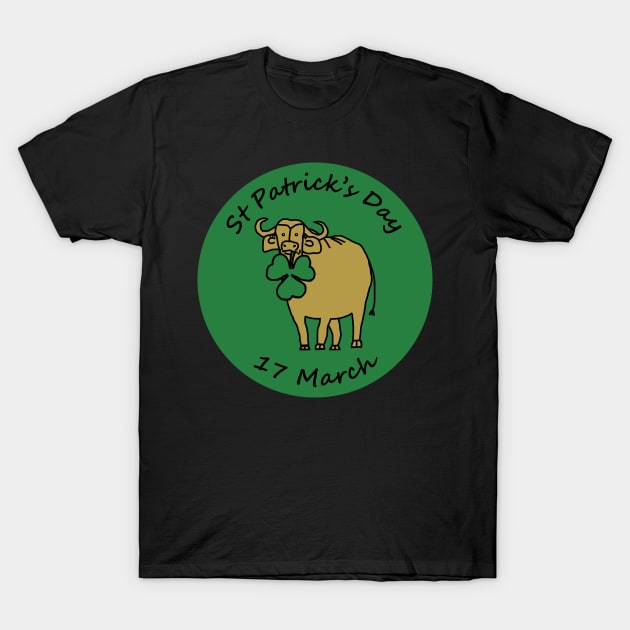 Ox with Shamrock St Patricks Day T-Shirt by ellenhenryart